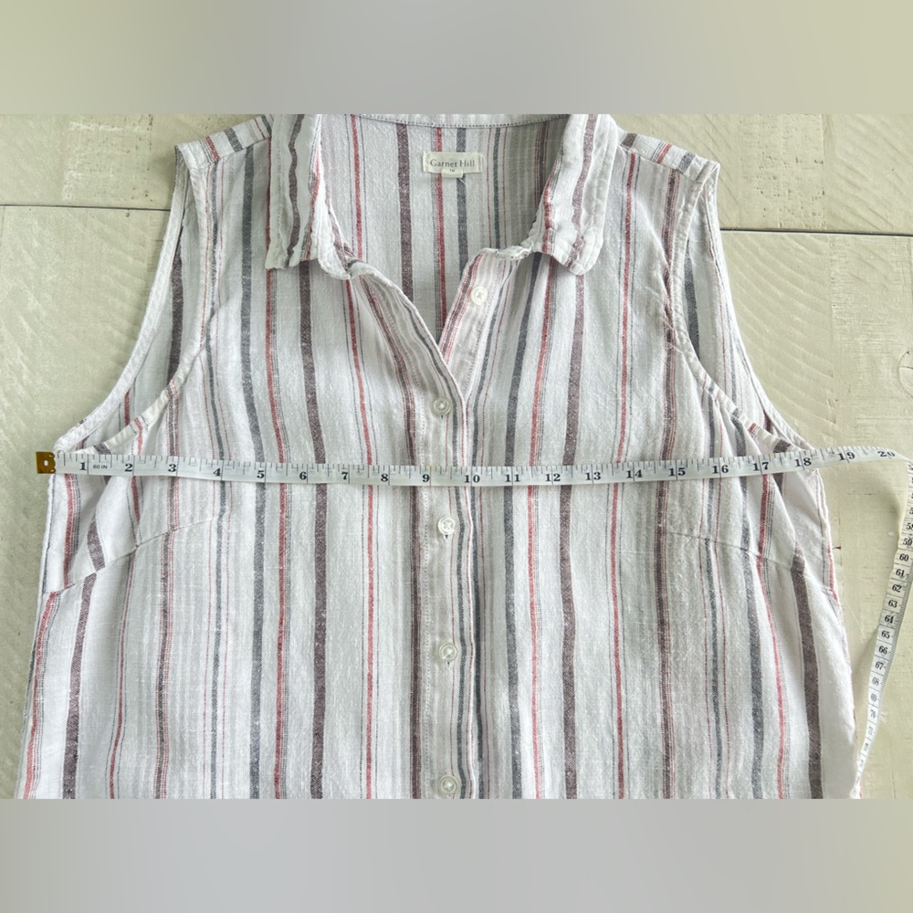 Garnet Hill 100% Linen Striped Sleeveless
Button Down Shirt Dress Size 10 - Picture 4 of 8